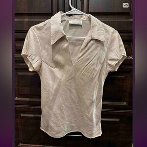 Younique Cream Short Sleeve Blouse MEDIUM pit to pit 15in length 22in